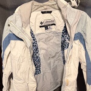 Columbia White and Blue Sports Jacket